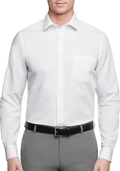 Men's Regular Fit Poplin Solid Spread Collar Dress Shirt